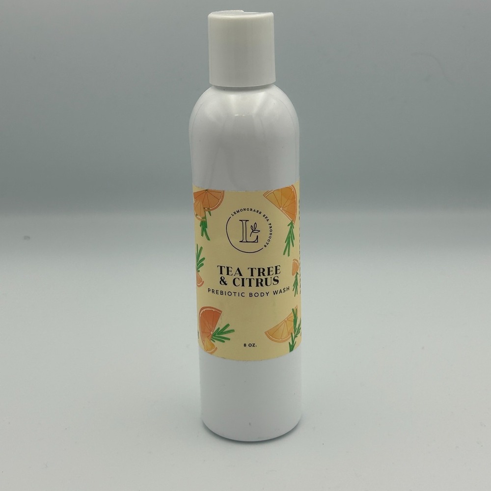 NEW Lemongrass Spa Tea Tree & Citrus‎ Prebiotic Body Wash 8oz Full Size Vegan